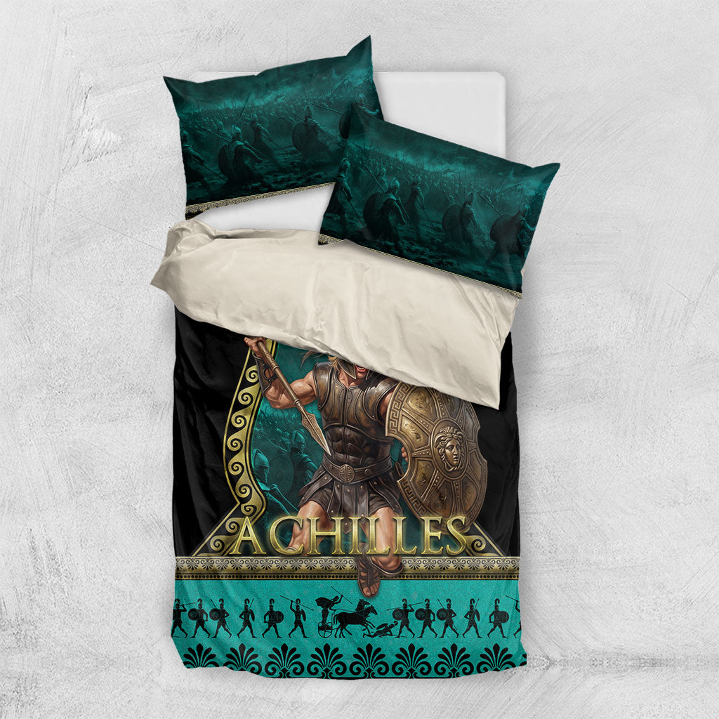 Achilles Greek Warrior Bedding Set Ancient Mythology Battle Graphic