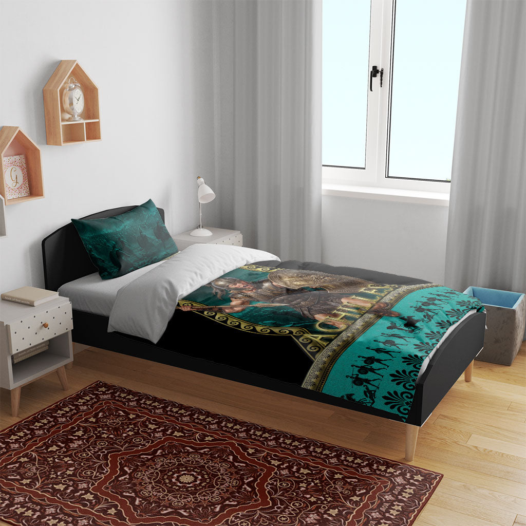 Achilles Greek Warrior Bedding Set Ancient Mythology Battle Graphic