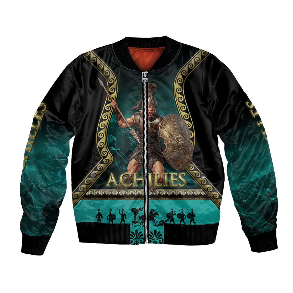 Achilles Greek Warrior Bomber Jacket Ancient Mythology Battle Graphic