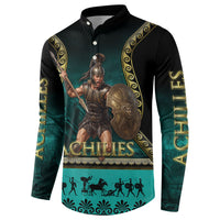 Achilles Greek Warrior Button Sweatshirt Ancient Mythology Battle Graphic