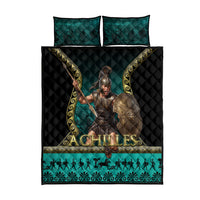 Achilles Greek Warrior Quilt Bed Set Ancient Mythology Battle Graphic