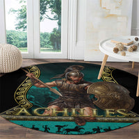 Achilles Greek Warrior Round Carpet Ancient Mythology Battle Graphic