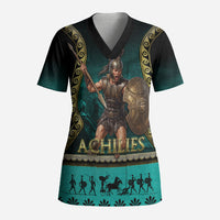 Achilles Greek Warrior Scrub Top Ancient Mythology Battle Graphic
