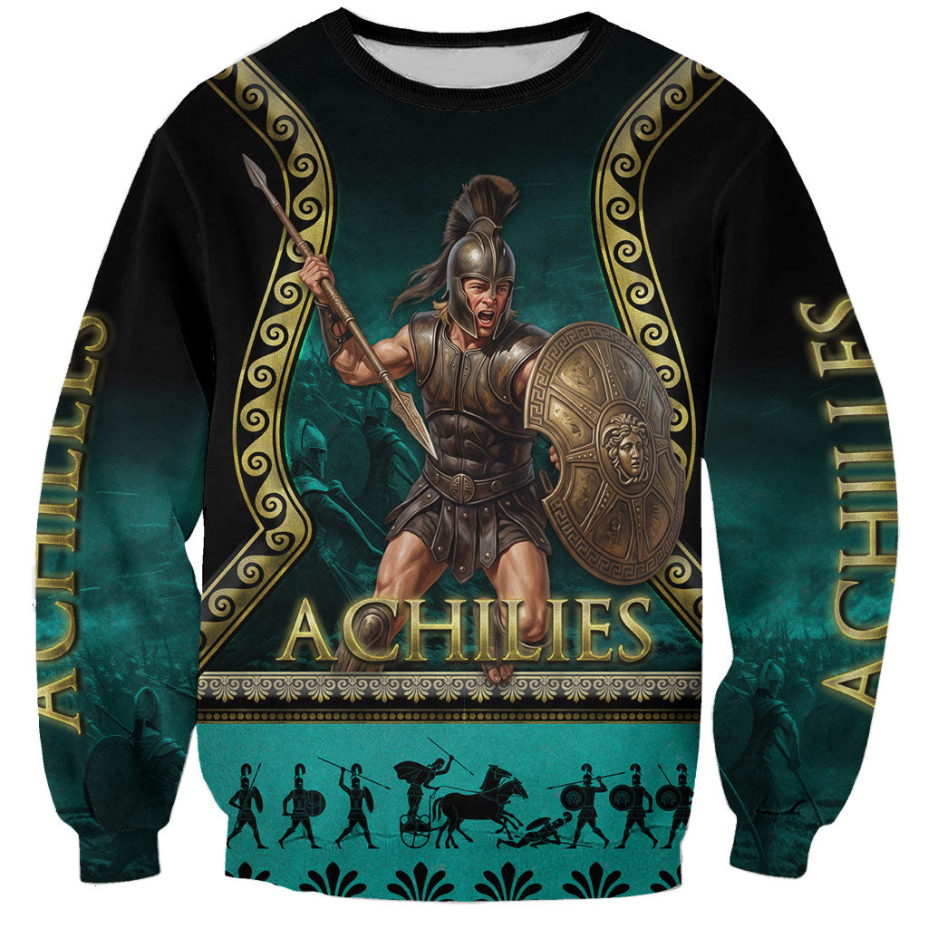 Achilles Greek Warrior Sweatshirt Ancient Mythology Battle Graphic