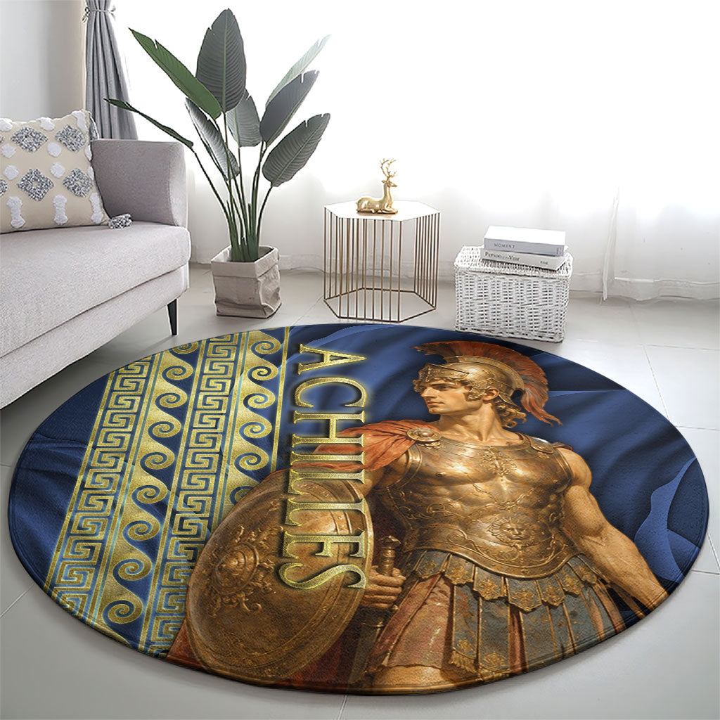 Achilles Greek Mythology Round Carpet Ancient Greece Warrior Trojan War Legend Classical Art