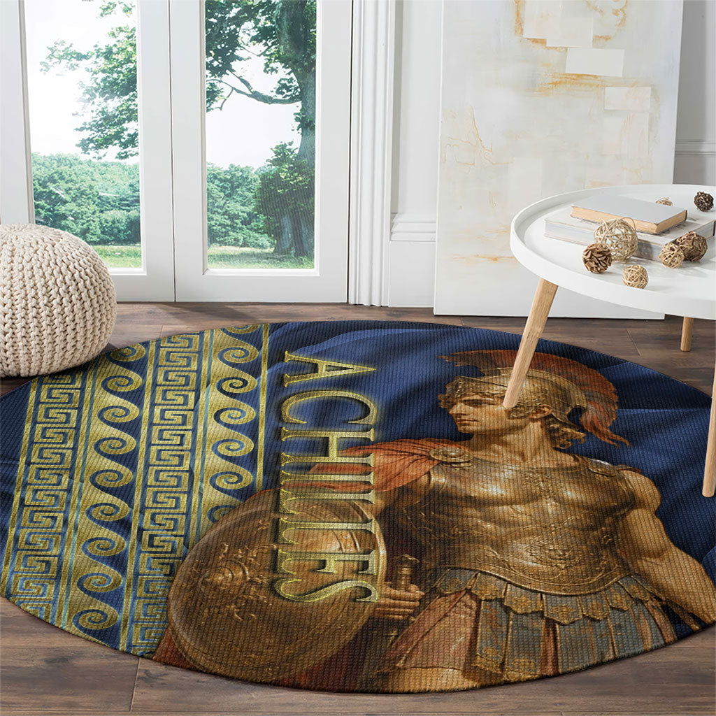 Achilles Greek Mythology Round Carpet Ancient Greece Warrior Trojan War Legend Classical Art