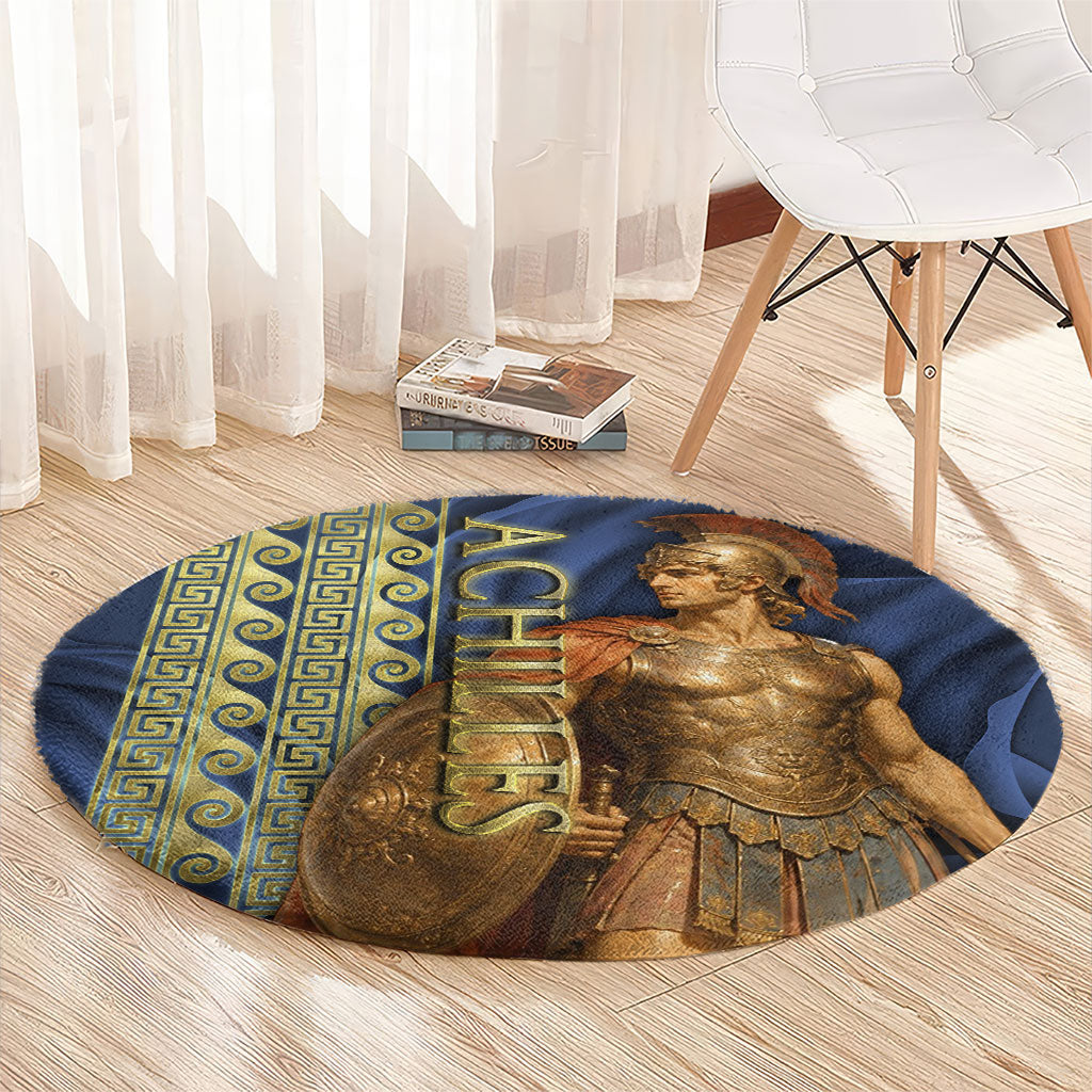 Achilles Greek Mythology Round Carpet Ancient Greece Warrior Trojan War Legend Classical Art