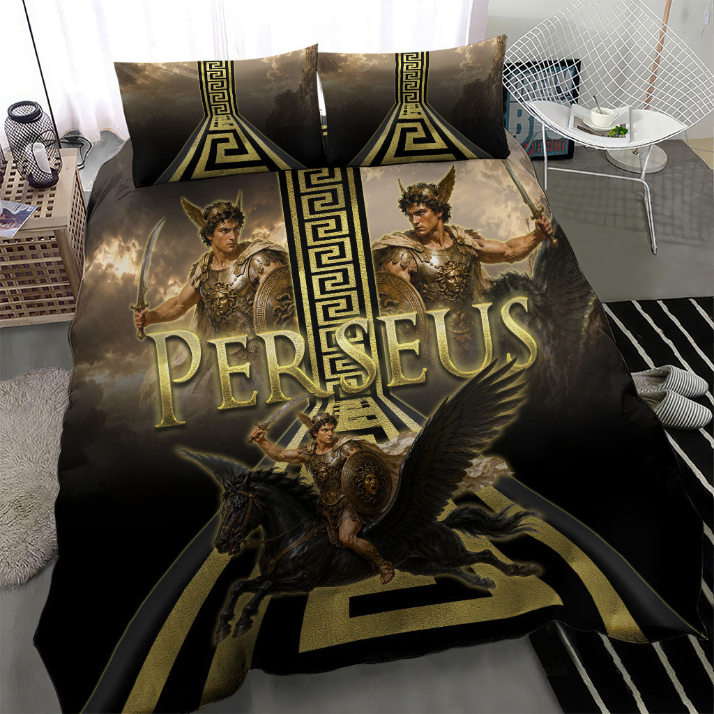 Perseus Greek Mythology Bedding Set Ancient Greece Warrior Legend Pegasus Classical Art