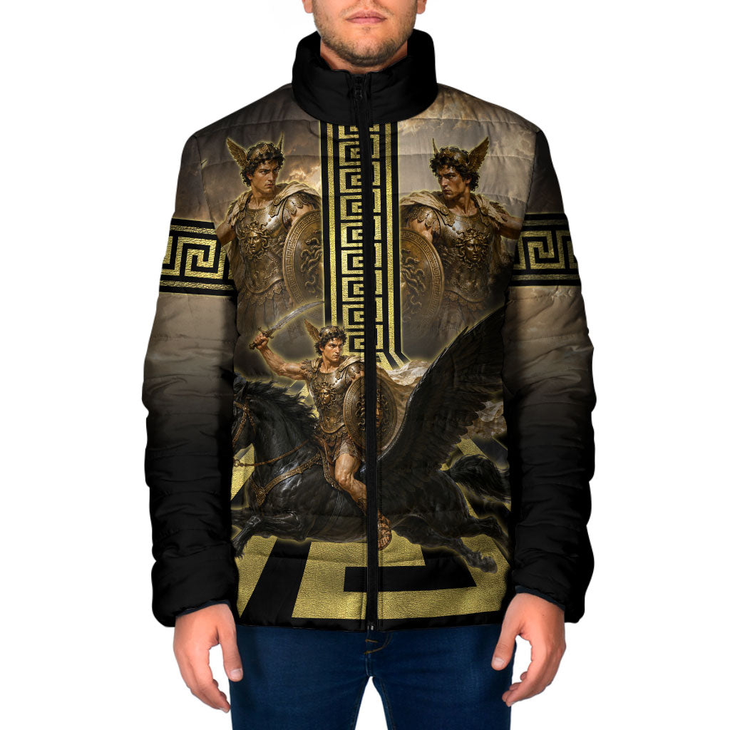 Perseus Greek Mythology Padded Jacket Ancient Greece Warrior Legend Pegasus Classical Art