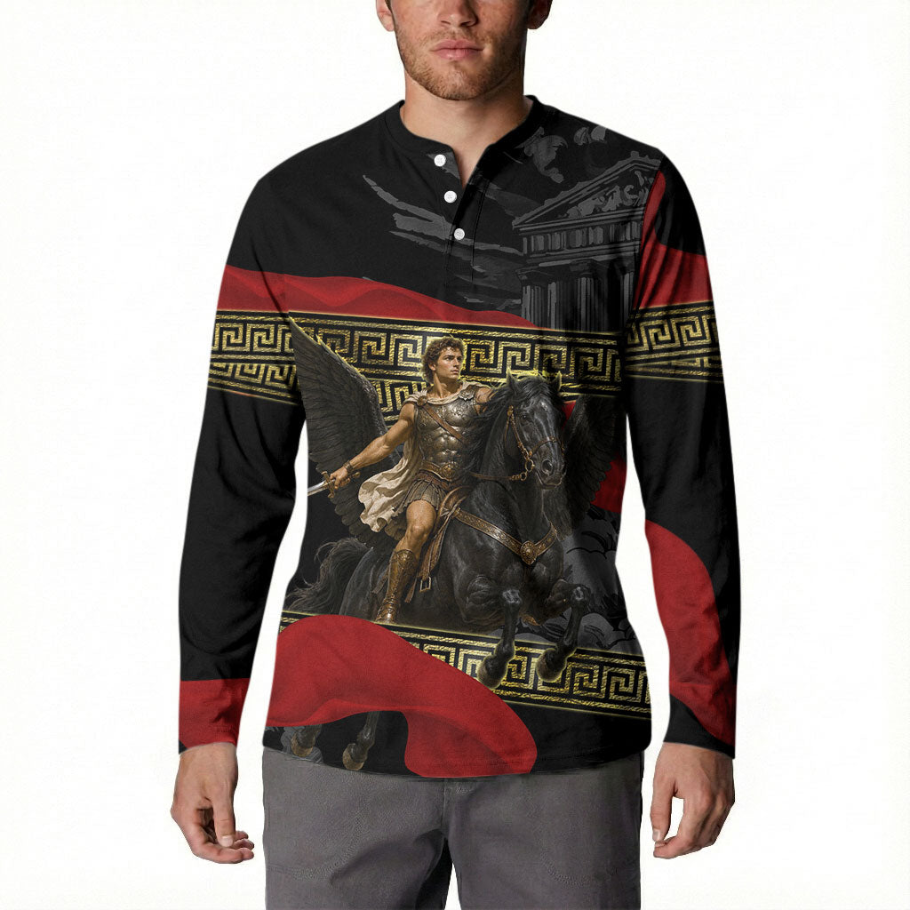 Perseus Greek Mythology Button Sweatshirt Ancient Greece Warrior Pegasus Legend Classical Art