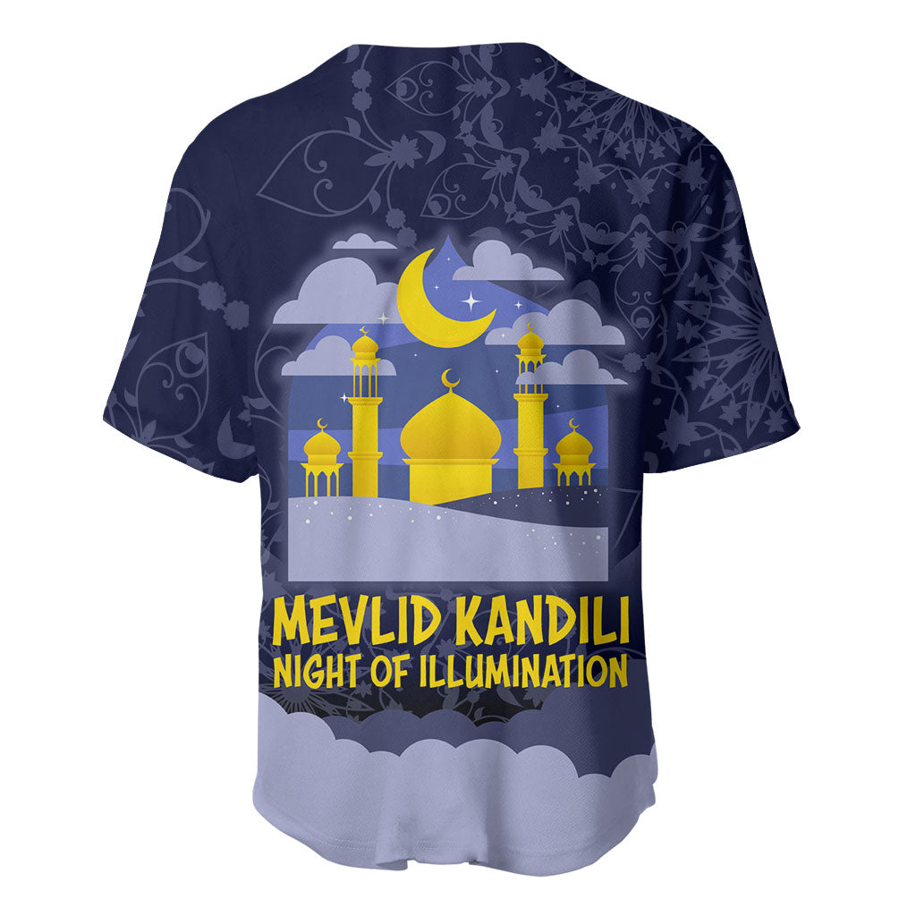 Mevlid Kandili Islamic Mosque Crescent Baseball Jersey Islamic Floral Pattern Crescent Moon Night