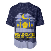 Mevlid Kandili Islamic Mosque Crescent Baseball Jersey Islamic Floral Pattern Crescent Moon Night
