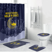 Mevlid Kandili Islamic Mosque Crescent Bathroom Set Islamic Floral Pattern Crescent Moon Night