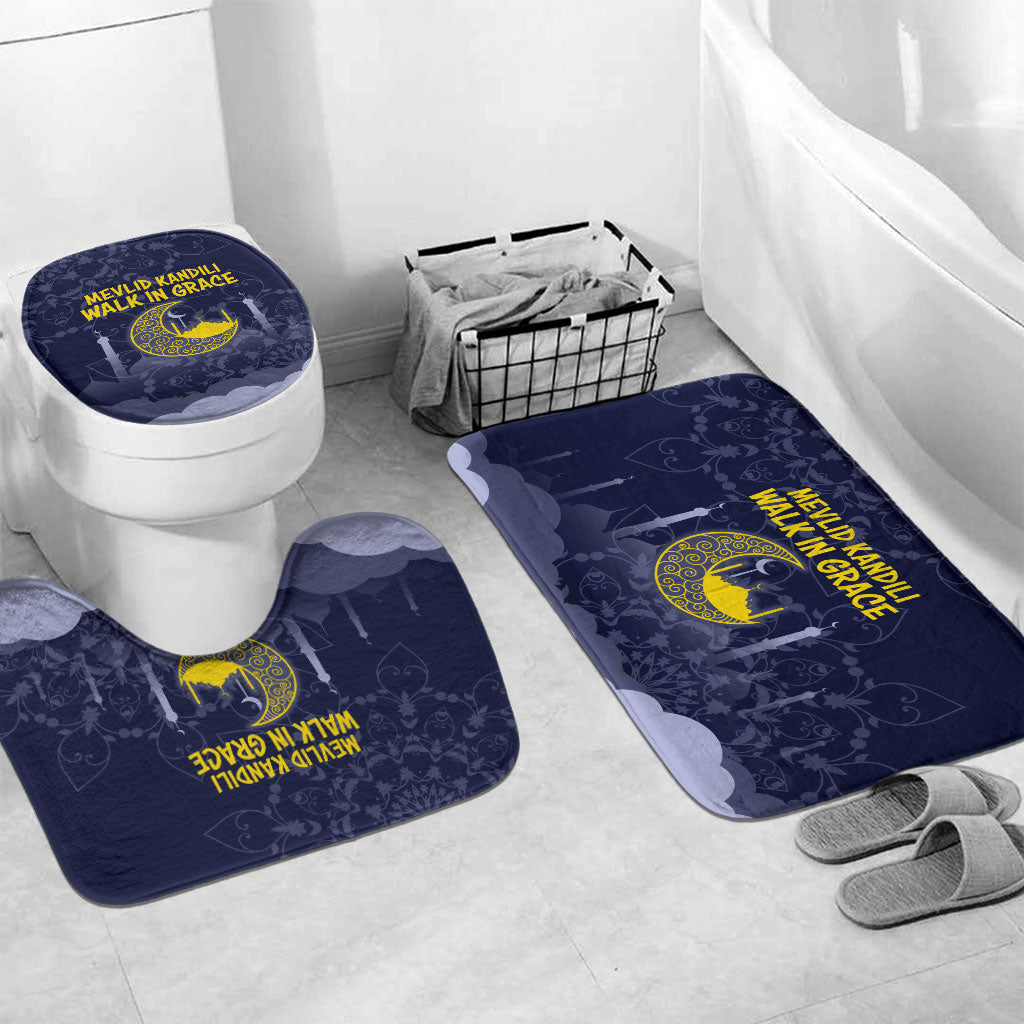 Mevlid Kandili Islamic Mosque Crescent Bathroom Set Islamic Floral Pattern Crescent Moon Night