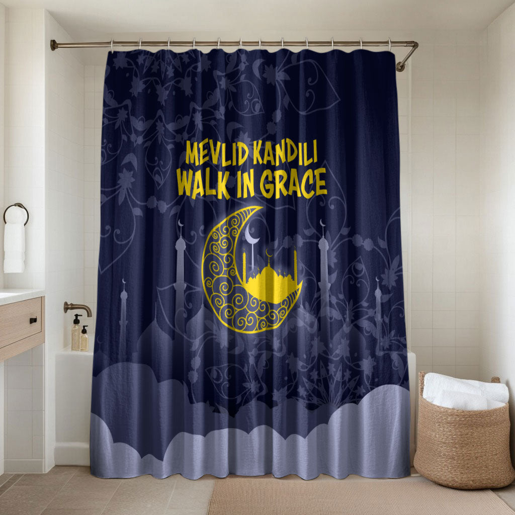 Mevlid Kandili Islamic Mosque Crescent Bathroom Set Islamic Floral Pattern Crescent Moon Night