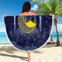 Mevlid Kandili Islamic Mosque Crescent Beach Blanket Islamic Floral Pattern Crescent Moon Night