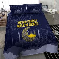 Mevlid Kandili Islamic Mosque Crescent Bedding Set Islamic Floral Pattern Crescent Moon Night