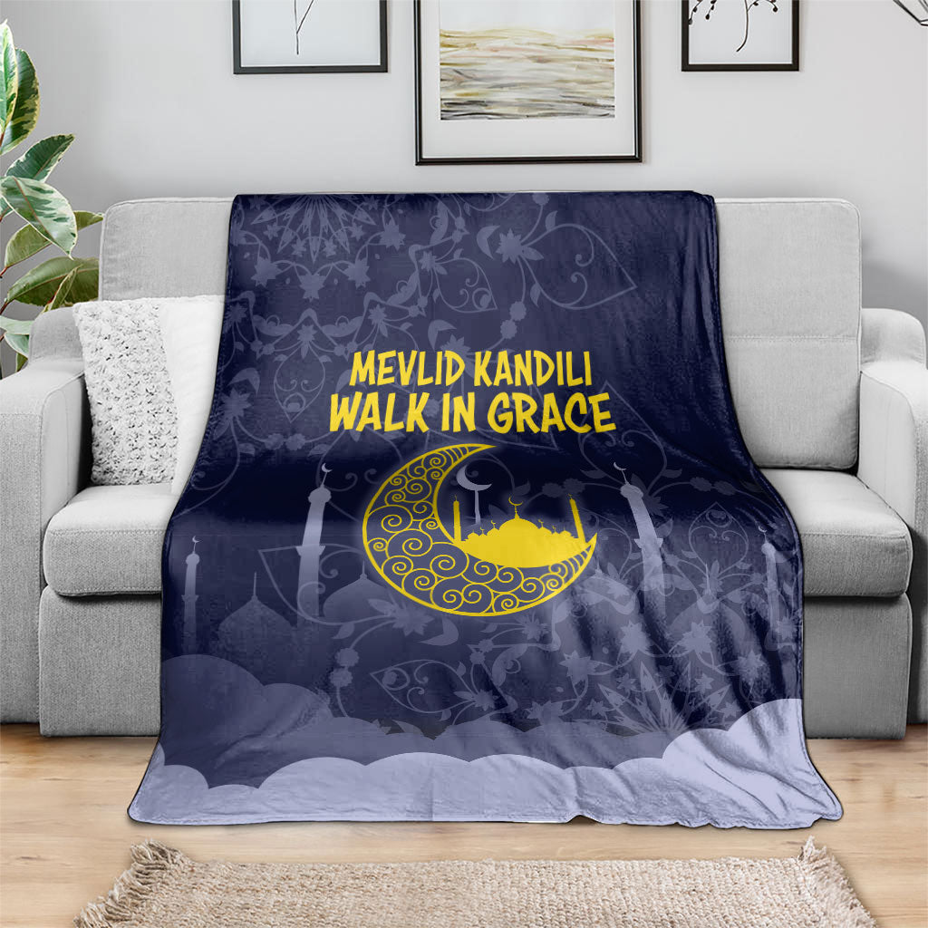 Mevlid Kandili Islamic Mosque Crescent Blanket Islamic Floral Pattern Crescent Moon Night