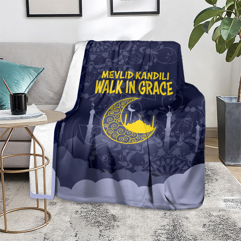 Mevlid Kandili Islamic Mosque Crescent Blanket Islamic Floral Pattern Crescent Moon Night