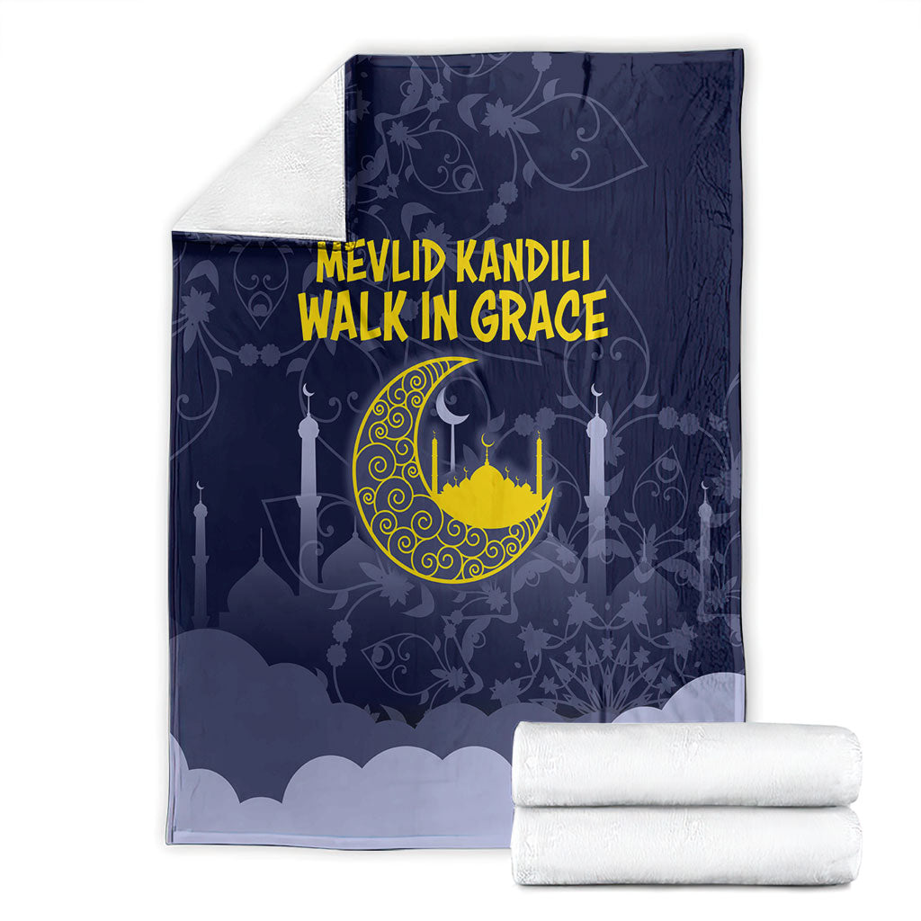 Mevlid Kandili Islamic Mosque Crescent Blanket Islamic Floral Pattern Crescent Moon Night