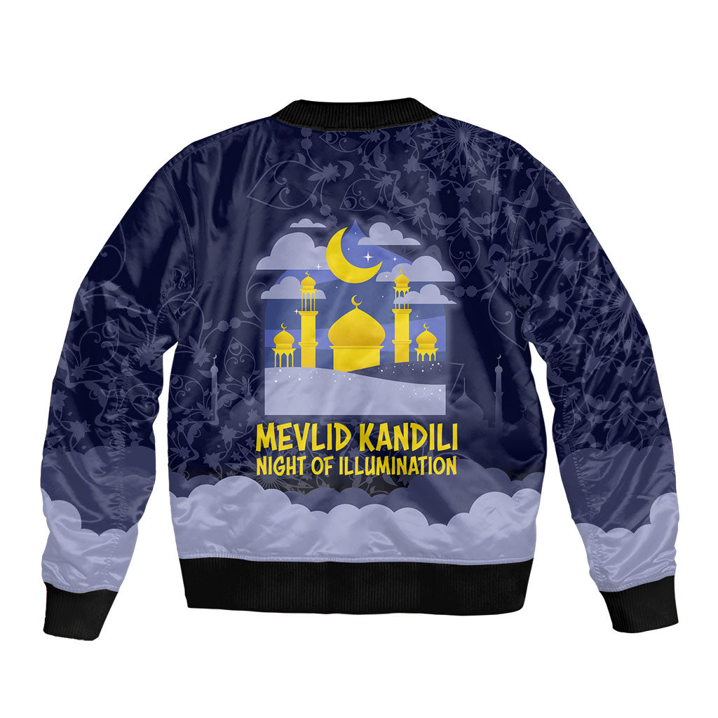 Mevlid Kandili Islamic Mosque Crescent Bomber Jacket Islamic Floral Pattern Crescent Moon Night