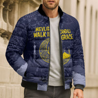 Mevlid Kandili Islamic Mosque Crescent Bomber Puffer Jacket Islamic Floral Pattern Crescent Moon Night
