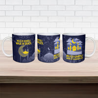 Mevlid Kandili Islamic Mosque Crescent Ceramic Mug Islamic Floral Pattern Crescent Moon Night
