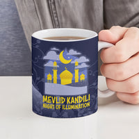 Mevlid Kandili Islamic Mosque Crescent Ceramic Mug Islamic Floral Pattern Crescent Moon Night