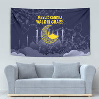 Mevlid Kandili Islamic Mosque Crescent Tapestry Islamic Floral Pattern Crescent Moon Night