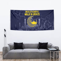 Mevlid Kandili Islamic Mosque Crescent Tapestry Islamic Floral Pattern Crescent Moon Night