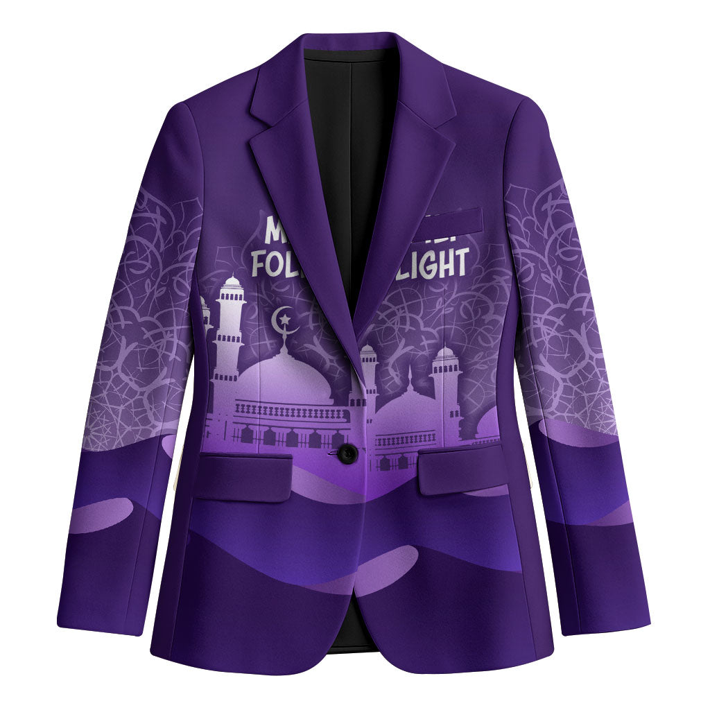 Mevlid Kandili Islamic Mosque Crescent Blazer Islamic Geometric Pattern Night Sky Spiritual Silhouette