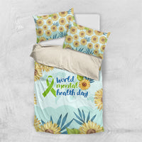 World Mental Health Day Sunflower Bedding Set Watercolor Floral Brain Awareness Support