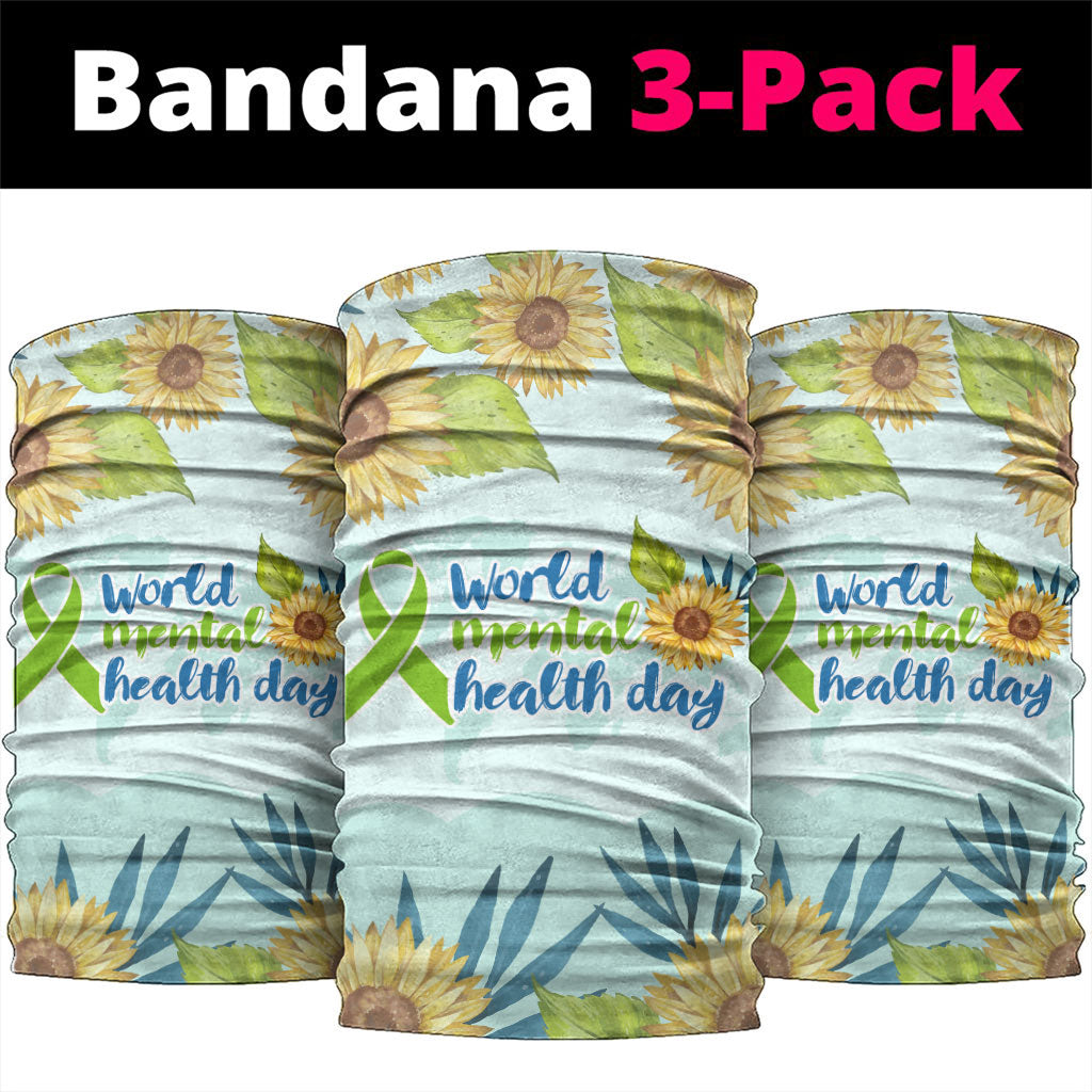 World Mental Health Day Sunflower Neck Gaiter Watercolor Floral Brain Awareness Support