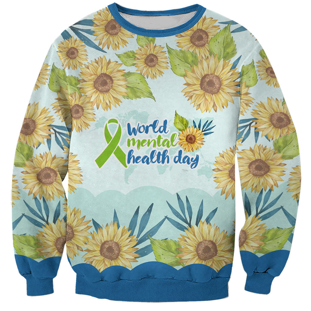 World Mental Health Day Sunflower Sweatshirt Watercolor Floral Brain Awareness Support