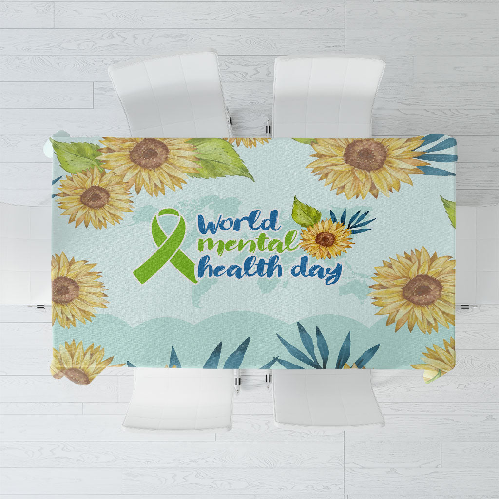 World Mental Health Day Sunflower Tablecloth Watercolor Floral Brain Awareness Support