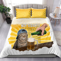 Funny Cat Drinking Beer Not Today Bedding Set Funny Drinking Meme Graphic Vintage Bar Humor
