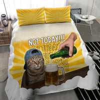 Funny Cat Drinking Beer Not Today Bedding Set Funny Drinking Meme Graphic Vintage Bar Humor