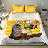 Funny Cat Drinking Beer Not Today Bedding Set Funny Drinking Meme Graphic Vintage Bar Humor