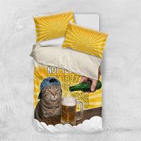 Funny Cat Drinking Beer Not Today Bedding Set Funny Drinking Meme Graphic Vintage Bar Humor