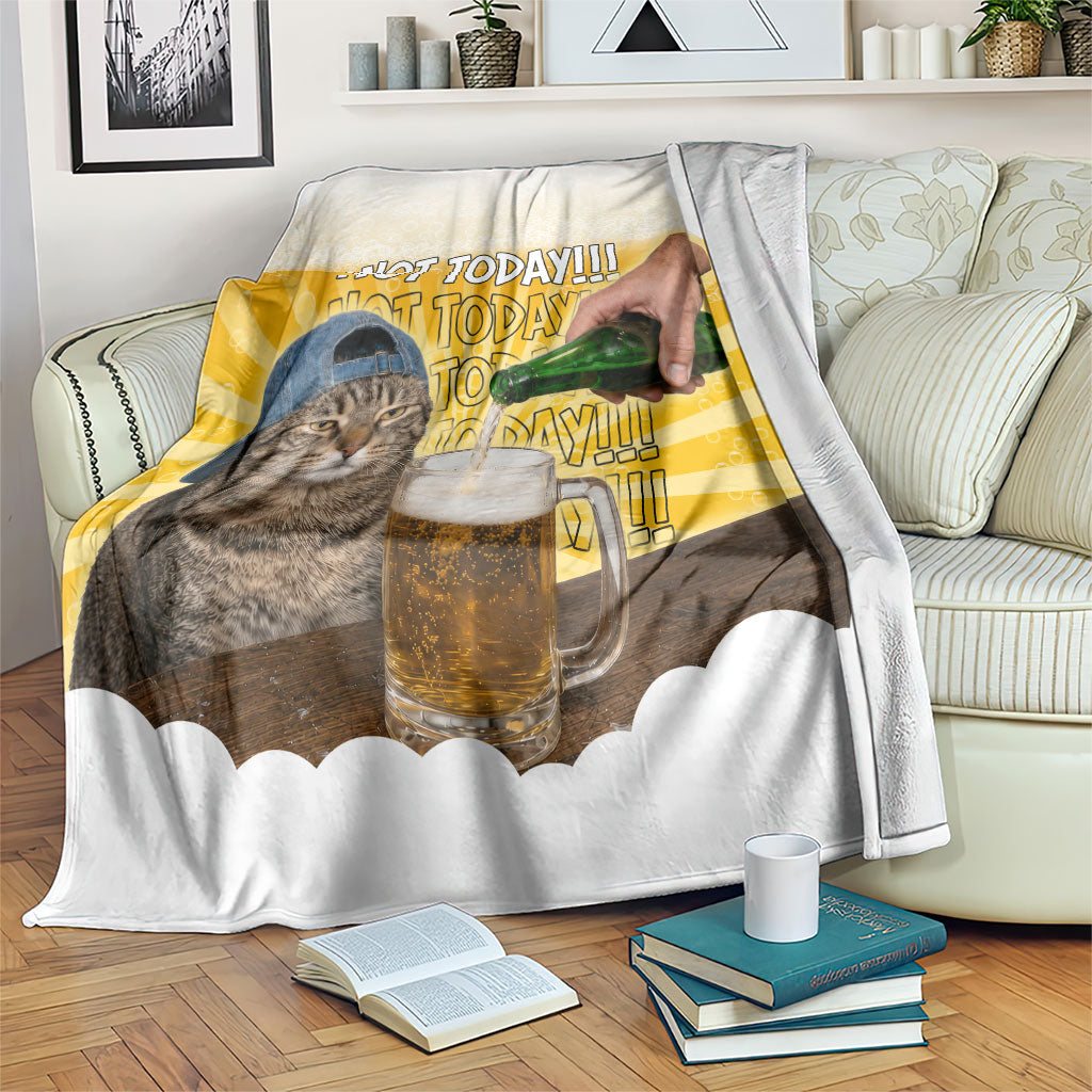 Funny Cat Drinking Beer Not Today Blanket Funny Drinking Meme Graphic Vintage Bar Humor