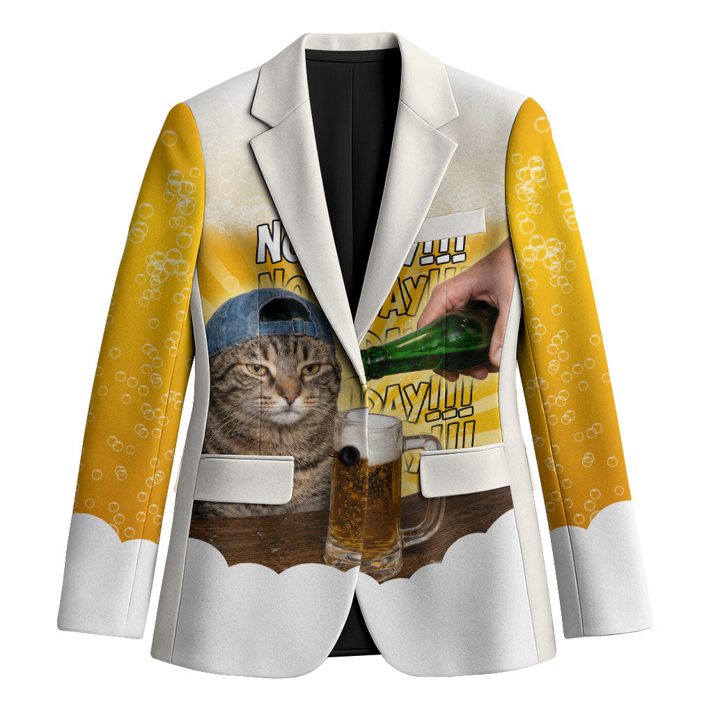 Funny Cat Drinking Beer Not Today Blazer Funny Drinking Meme Graphic Vintage Bar Humor