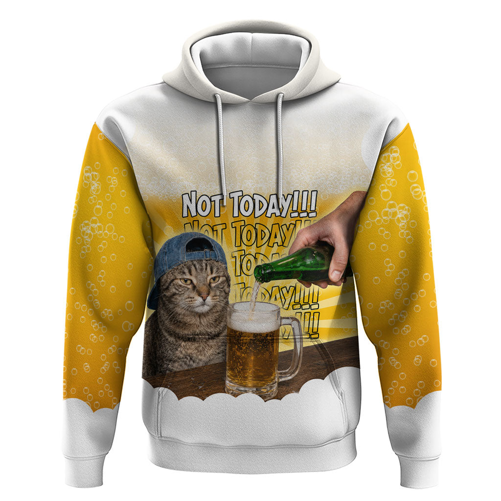 Funny Cat Drinking Beer Not Today Hoodie Funny Drinking Meme Graphic Vintage Bar Humor