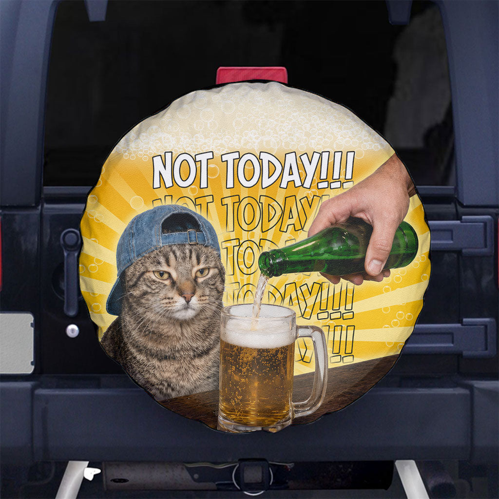Funny Cat Drinking Beer Not Today Spare Tire Cover Funny Drinking Meme Graphic Vintage Bar Humor
