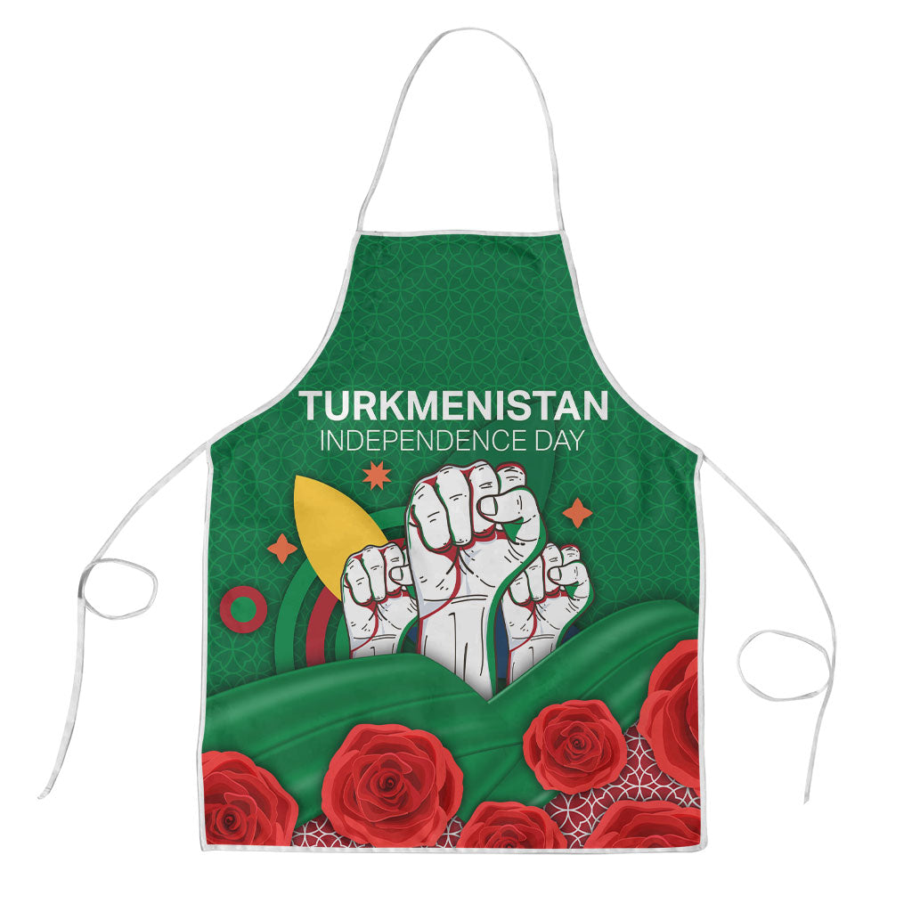 Turkmenistan Independence Day Apron National Flag Red Rose Floral Patriotic Symbol