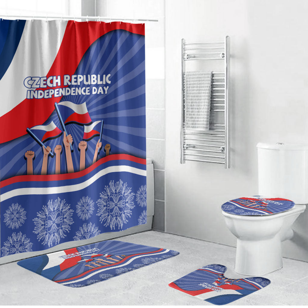 Czech Republic Independence Day Bathroom Set Patriotic Flag Raised Fist Pride