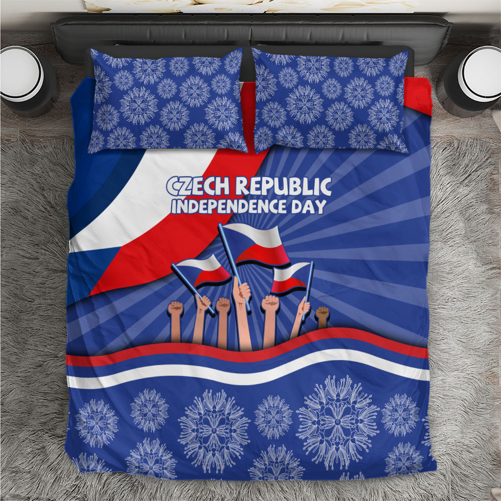 Czech Republic Independence Day Bedding Set Patriotic Flag Raised Fist Pride