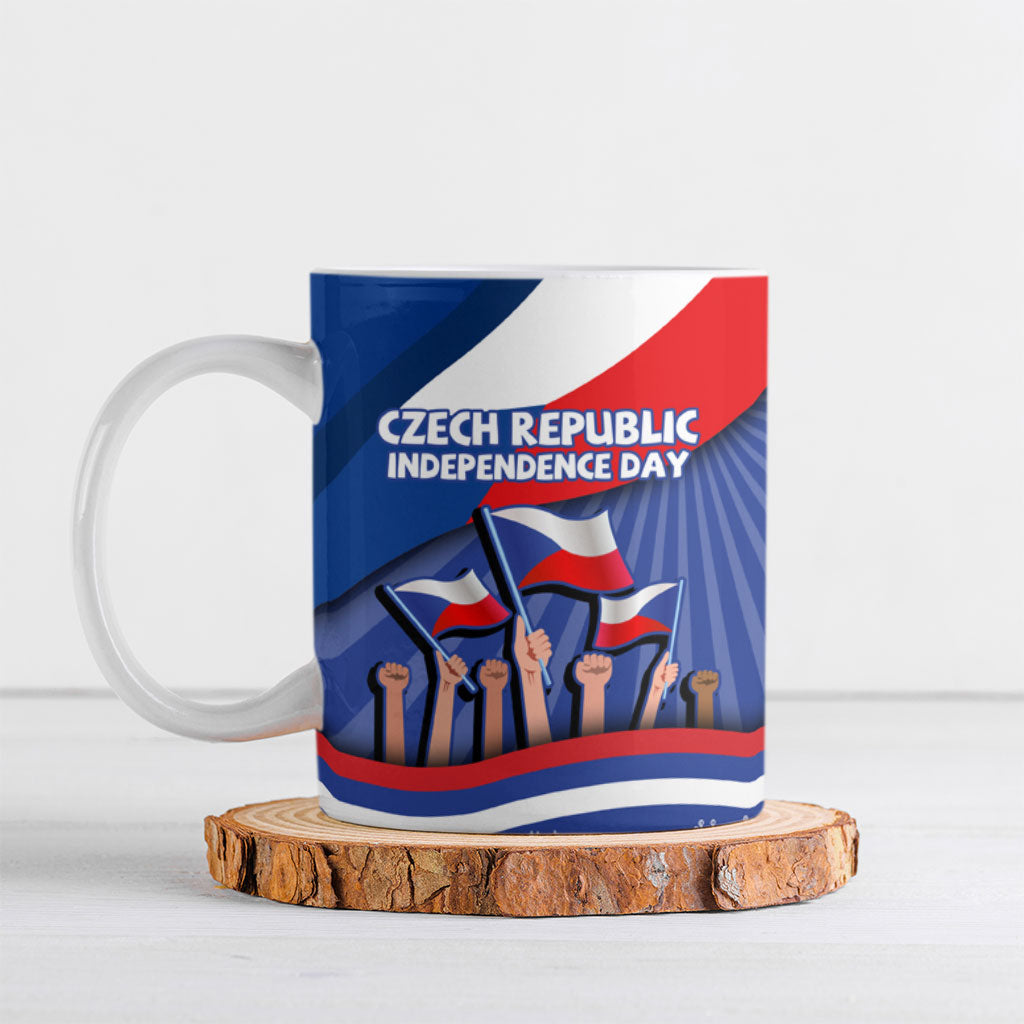 Czech Republic Independence Day Ceramic Mug Patriotic Flag Raised Fist Pride