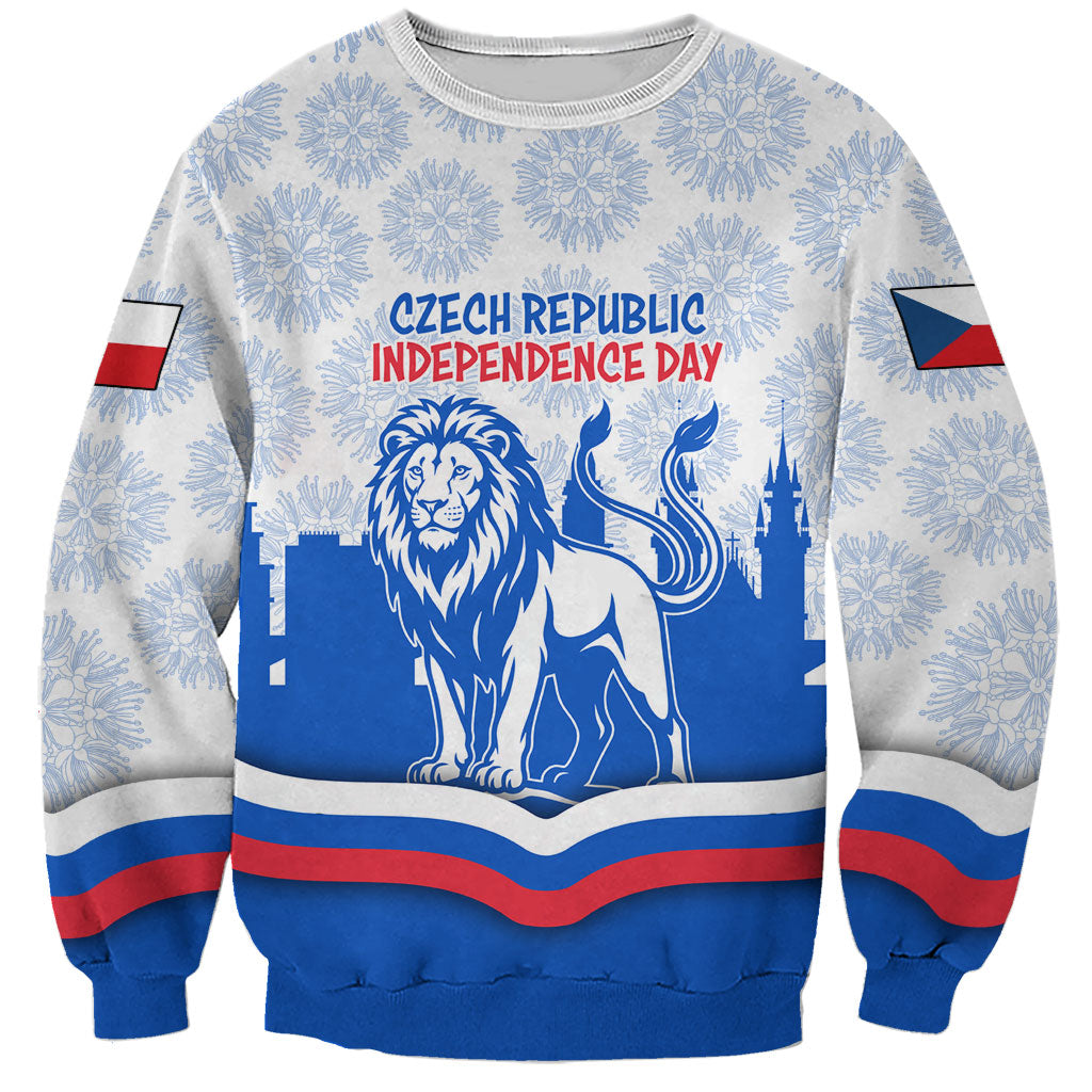 Czech Republic Independence Day Sweatshirt Czechia Lion Patriotic Flag Castle Skyline