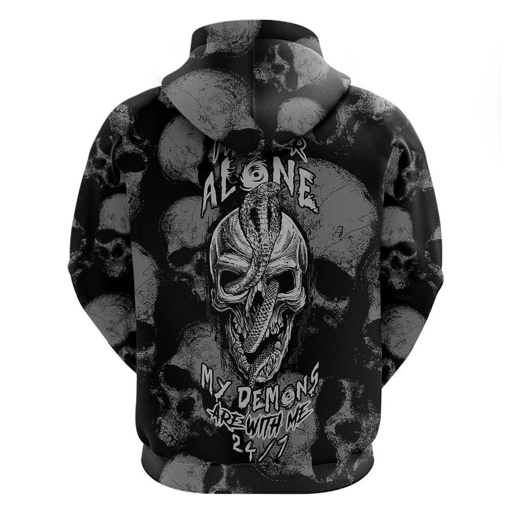 Skull Pattern Hoodie I'm Never Alone - My Demon Are With Me 24/7 - Wonder Print Shop