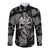 Skull Pattern Long Sleeve Button Shirt I'm Never Alone - My Demon Are With Me 24/7 - Wonder Print Shop